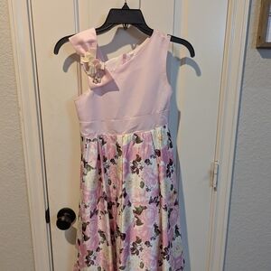 Floral Pink One-Shoulder Kids Dress